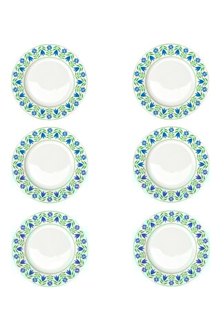 6 platos llanos de porcelana Flowers Garden - 27 cm