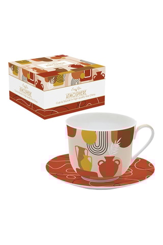 Taza y platillo de porcelana Terracotta