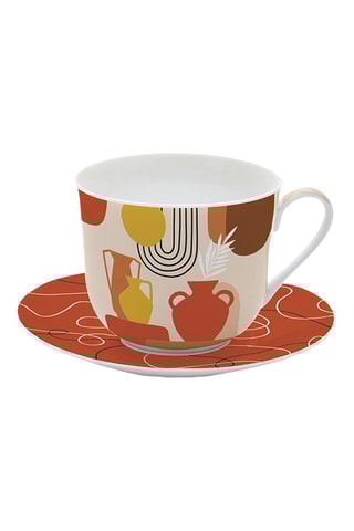 Taza y platillo de porcelana Terracotta