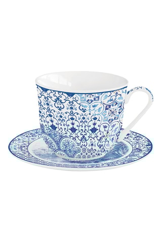 Taza y platillo de porcelana Indigo