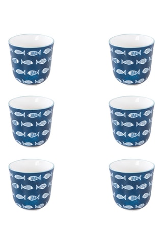 6 tazas de café de porcelana Sea Shore - 15 cl