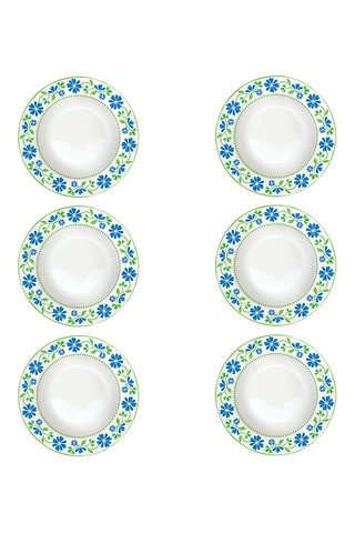 6 platos hondos de porcelana Flowers Garden - 21,5 cm