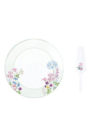 Plato para pastel y pala de porcelana Floraison