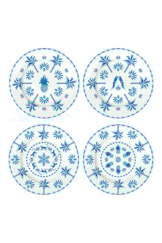 4 platos de postre de porcelana Exotic Vibes - 19 cm