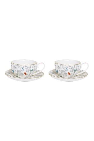 Juego de té de porcelana Fleurs et Papillons - 2 personas