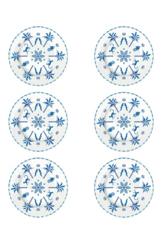6 platos de postre de porcelana Exotic Vibes - 19 cm