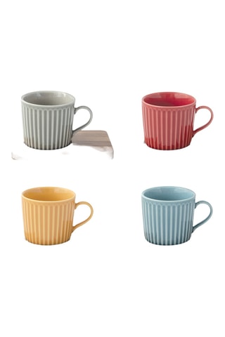 4 tazas de café de porcelana y 4 bandejas de acacia Take a break