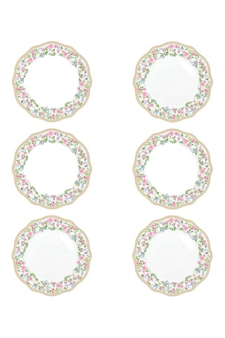 6 platos llanos de porcelana Garden Joy - 26 cm