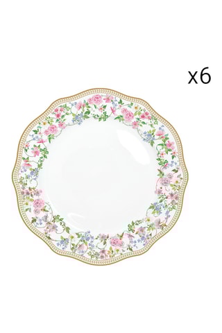 6 platos llanos de porcelana Garden Joy - 26 cm