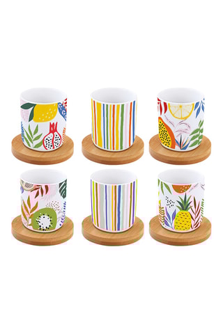 Juego de café de porcelana y bambú Tutti Frutti - 6 personas