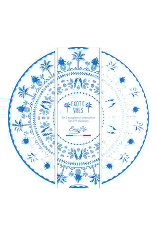 2 manteles individuales Exotic vibes - 34,5 x 34,5 cm - Azul