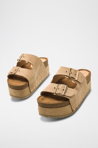 Mules plateformes en nubuck Everly - Beige