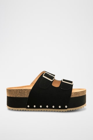 Mules plateformes en nubuck Everly - Noir