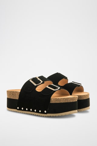 Mules plateformes en nubuck Everly - Noir