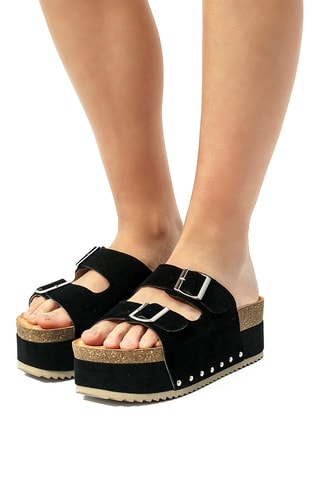 Mules plateformes en nubuck Everly - Noir