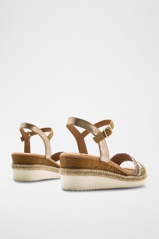 Sandales compensées Elif - Beige et kaki