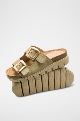 Mules en nubuck Lion - Vert olive
