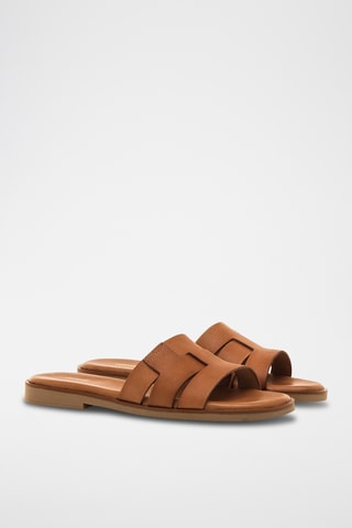 Mules en cuir Alysa - Camel