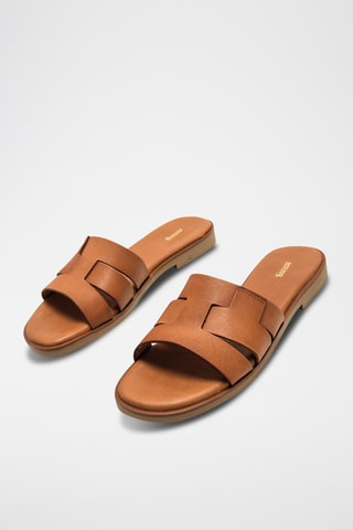 Mules en cuir Alysa - Camel