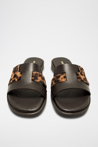 Mules en cuir Alysa - Noir et marron