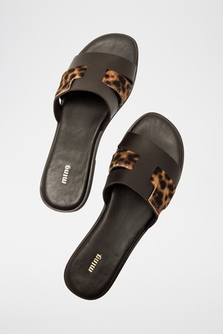 Mules en cuir Alysa - Noir et marron