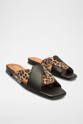 Mules en cuir Necane - Noir et marron