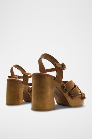 Sandales à talons en nubuck Coyote - Camel