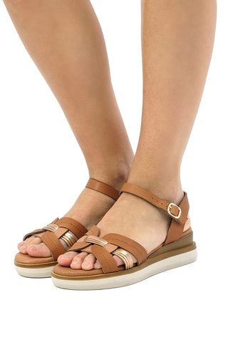 Sandales plateformes en cuir Daniella - Marron