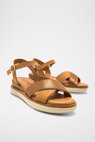 Sandales plateformes en cuir Daniela - Marron