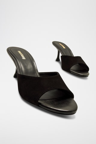 Mules à talons en nubuck Marta - Noir