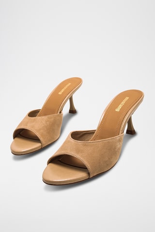 Mules à talons en nubuck Marta - Camel