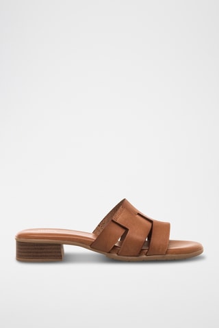 Mules à talons en cuir Ines - Marron