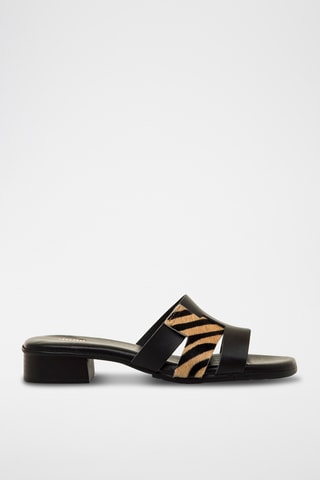 Mules à talons en cuir Ines - Noir