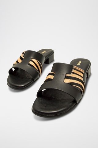 Mules à talons en cuir Ines - Noir