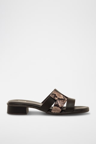 Mules à talons en cuir Ines - Taupe