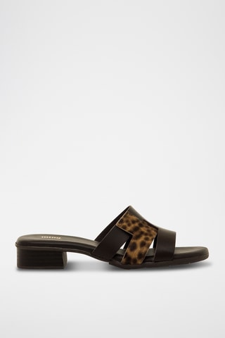 Mules à talons en cuir Ines - Marron