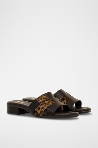 Mules à talons en cuir Ines - Marron