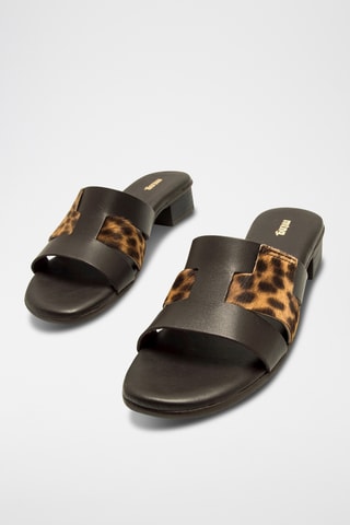 Mules à talons en cuir Ines - Marron