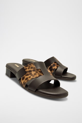 Mules à talons en cuir Ines - Marron