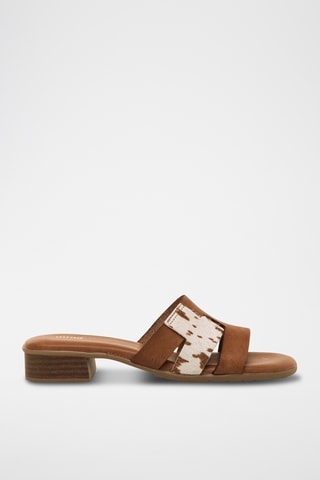 Mules à talons en cuir Ines - Marron