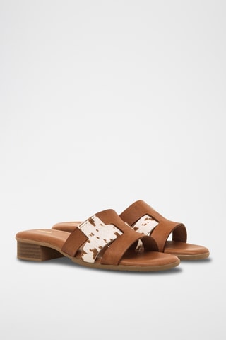 Mules à talons en cuir Ines - Marron