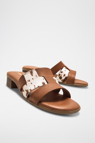 Mules à talons en cuir Ines - Marron