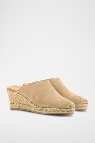 Sabots compensés en nubuck Austen - Beige