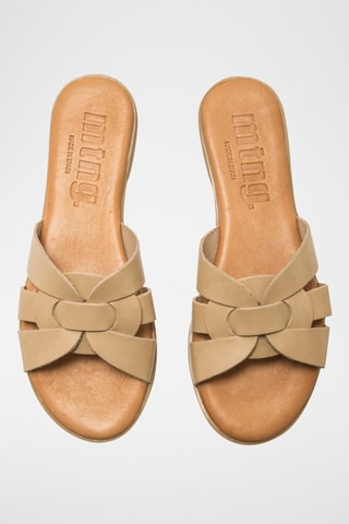 Mules en cuir Maria - Taupe