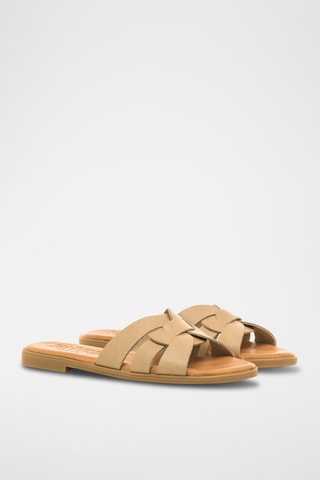 Mules en cuir Maria - Taupe