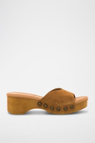 Mules à talons en nubuck Elois - Marron