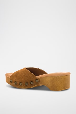 Mules à talons en nubuck Elois - Marron