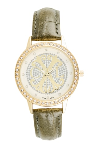 Montre à quartz en métal - Vert et doré