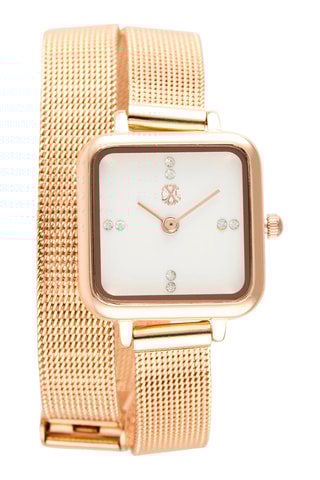 Montre à quartz en alliage - Doré rose et blanc