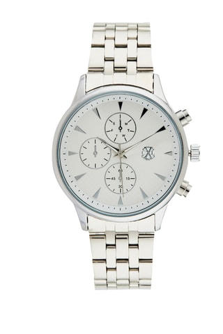 Montre à quartz en alliage - Chronographe - Argenté et blanc